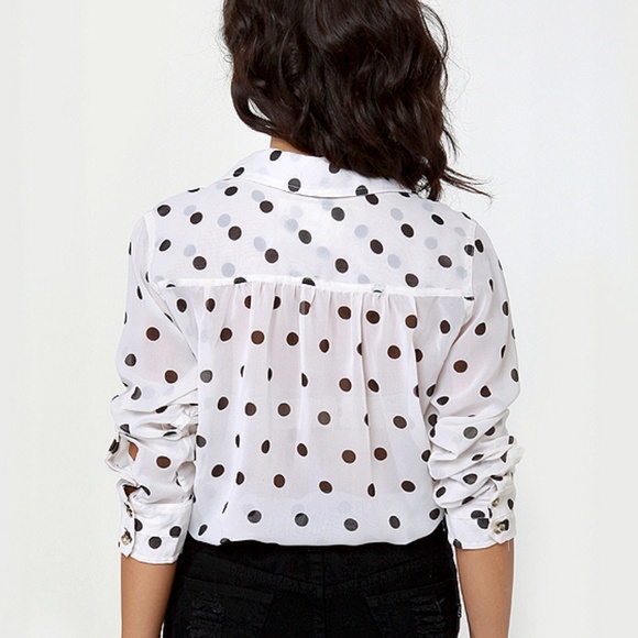 Hurley | "Wilson" Sheer Polka Dot Button-Up Blouse - Picture 9 of 9